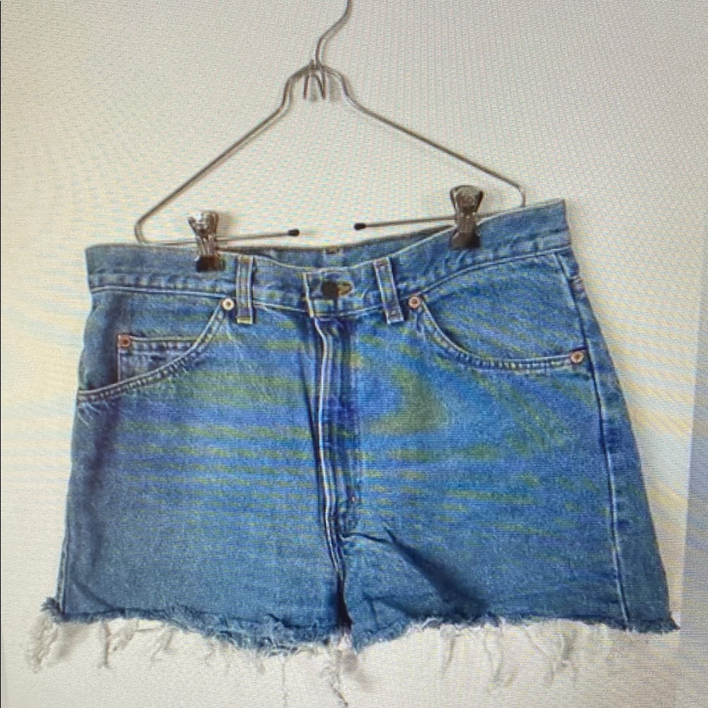Classic Blue Denim High-Rise Athletic Shorts